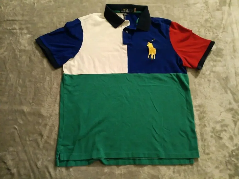 Polo Ralph Lauren Big Pony Colorblock Polo Shirt Mens Large Classic Fit
